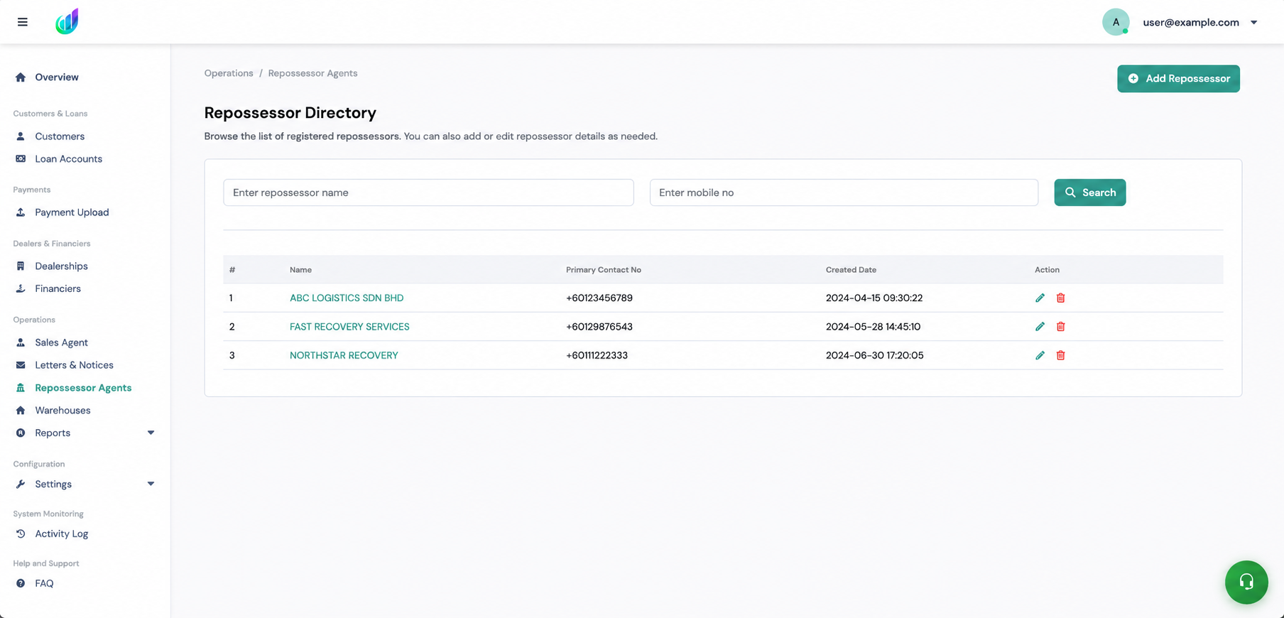 dFlow — Repossession agents
